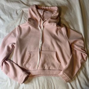 Baby-pink cropped hoodie